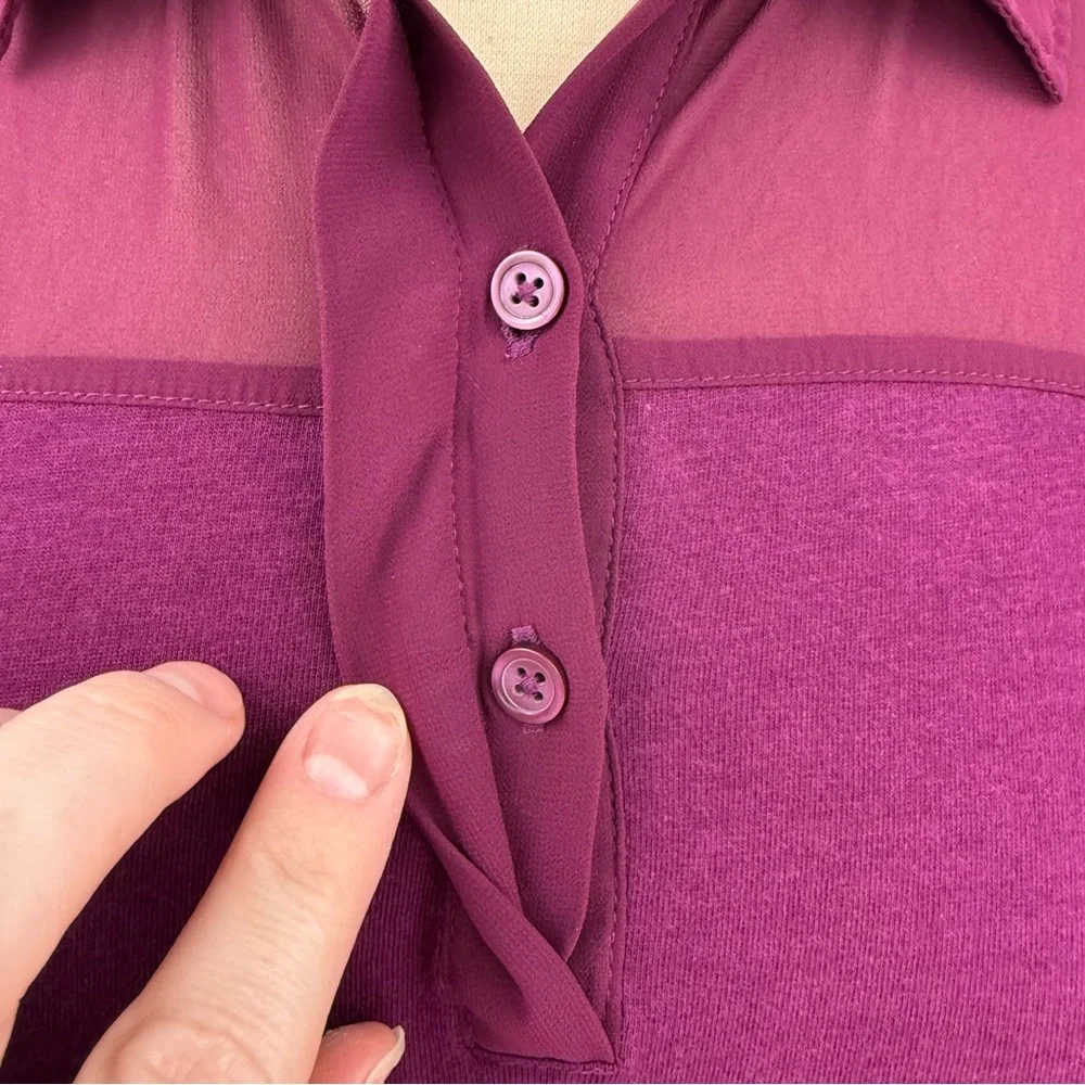 Banana Republic Factory Beach Plum Sheer Yolk Basic Cute Business Casual Blouse - Picture 3 of 16